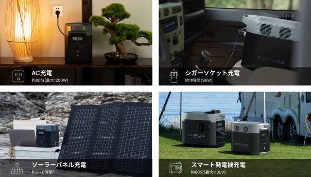 4つの充電に幅広く対応可能