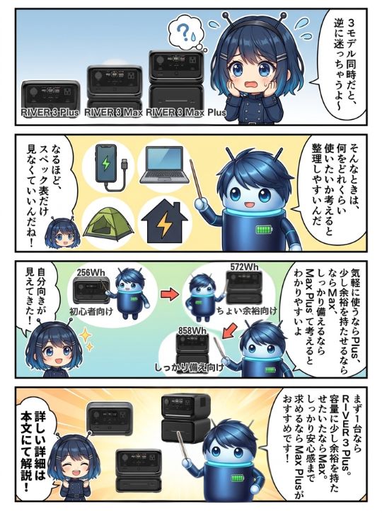 RIVER3Plusシリーズ比較でわかる！選ぶべきポータブル電源は？