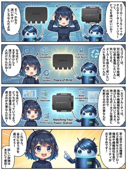 エコフローとブルーティのオルタネーターチャージャー、どっちを選ぶ?