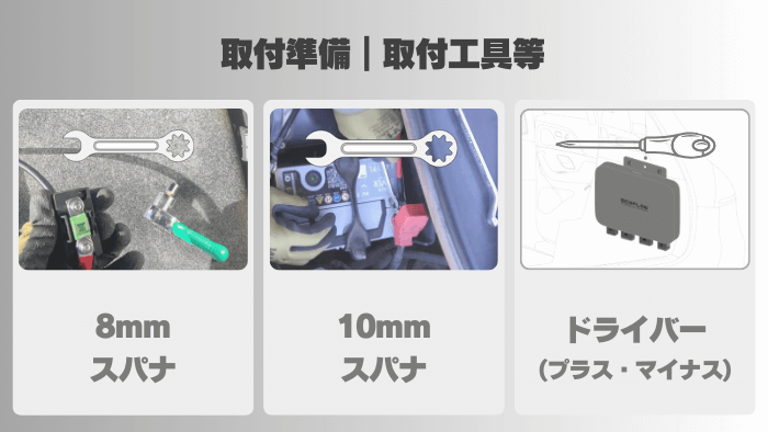 取付準備｜オルタネーターチャージャー 取り付け 工具等