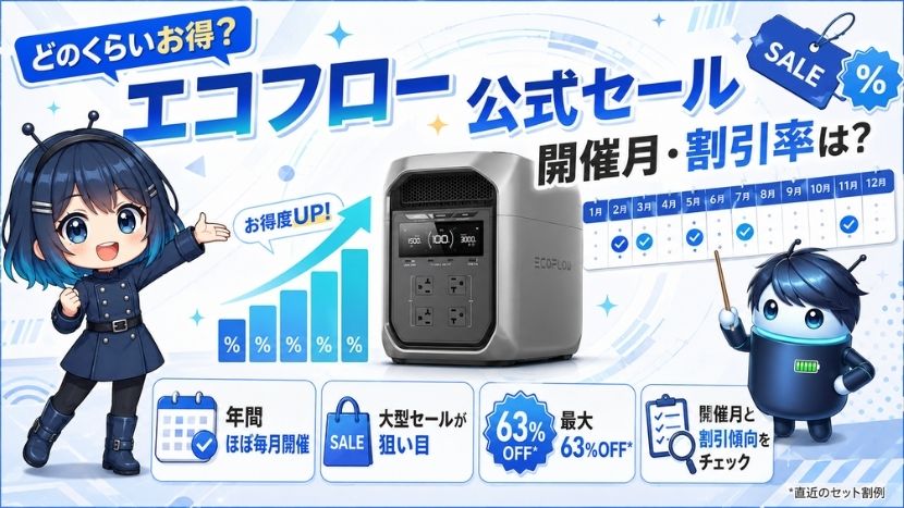 【どのくらいお得？】エコフロー公式セール開催月・割引率は？