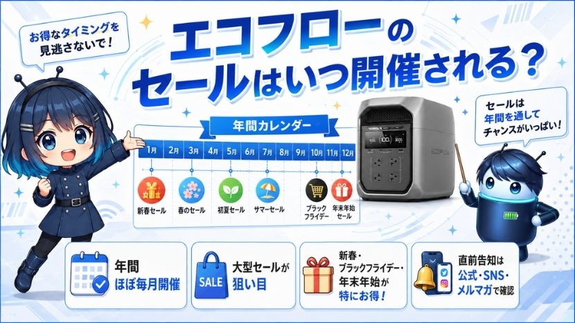 エコフローのセールはいつ開催される？
