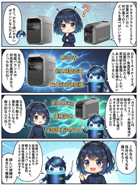DELTA 3 Plusと1000L、どっちを選ぶ？