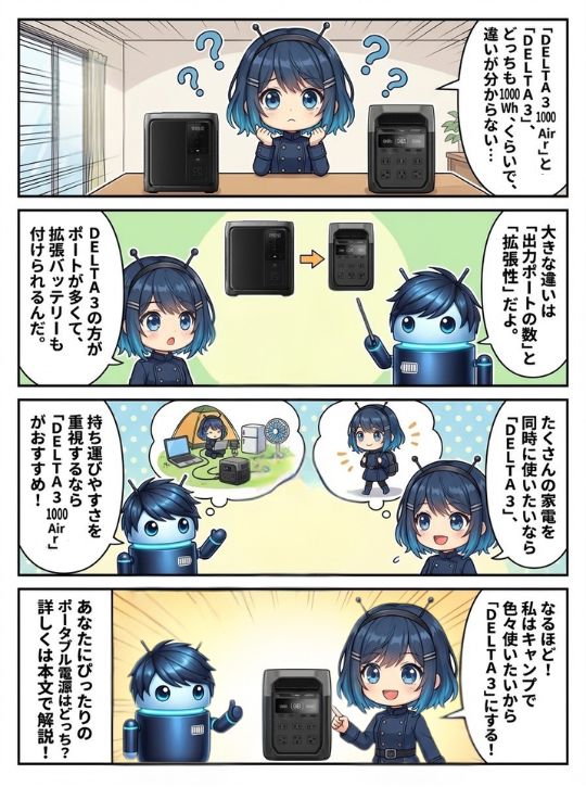 アニメでわかる!DELTA 3 1000 AirとDELTA 3、どっちを選ぶ?