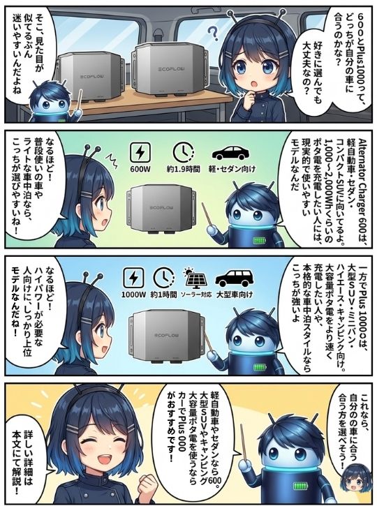 Alternator Charger 600とPlus 1000、どっちを選ぶ？