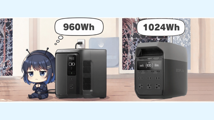 ② 容量は960Whで1000Whより少し控えめ