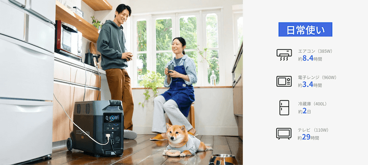 DELTA Proで使える家電 稼働時間の目安 日常使い