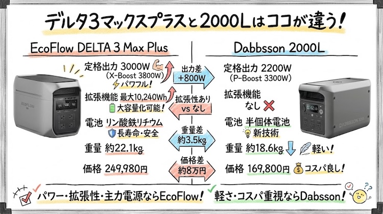 DELTA 3 Max Plusと2000Lの違いとは?