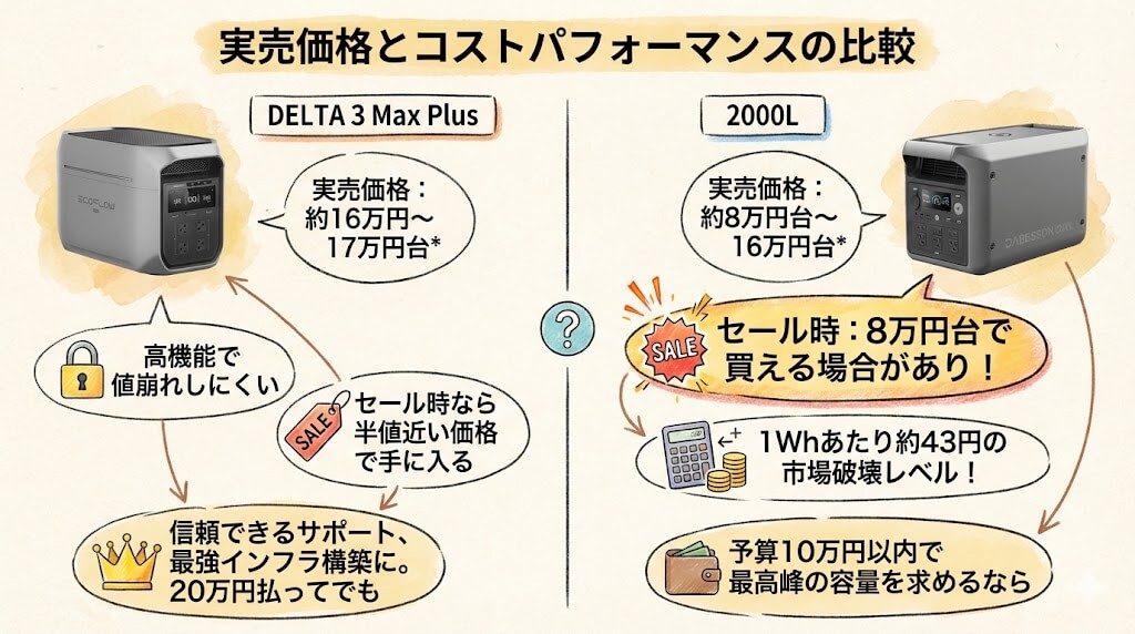実売価格とコストパフォーマンスの比較