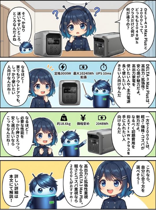 DELTA 3 Max Plusと2000L、どっちを選ぶ?