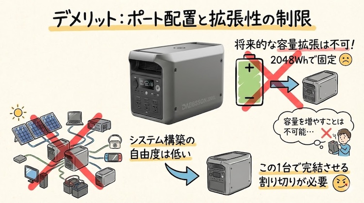 デメリット:ポート配置と拡張性の制限