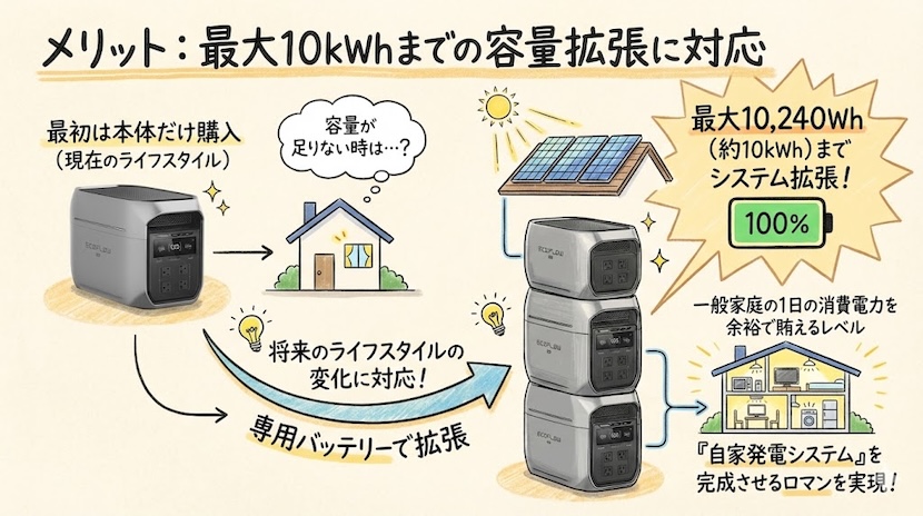 メリット:最大10kWhまでの容量拡張に対応
