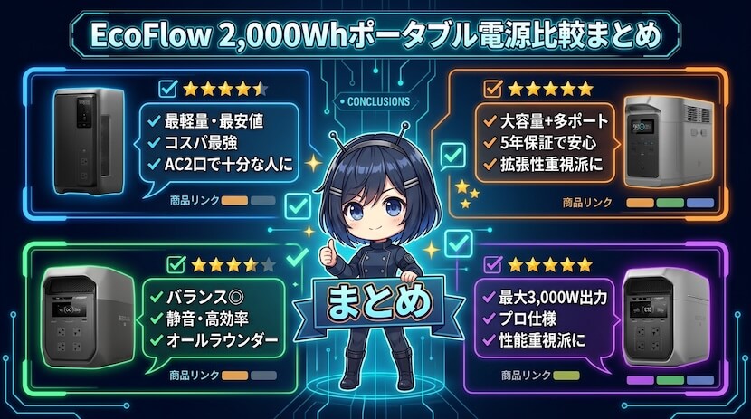 Comparison of 2,000Wh portable power sources