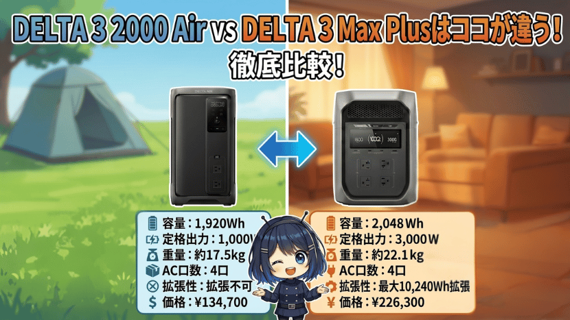 DELTA 3 2000 Air・DELTA 3 Max Plus|製品スペック比較