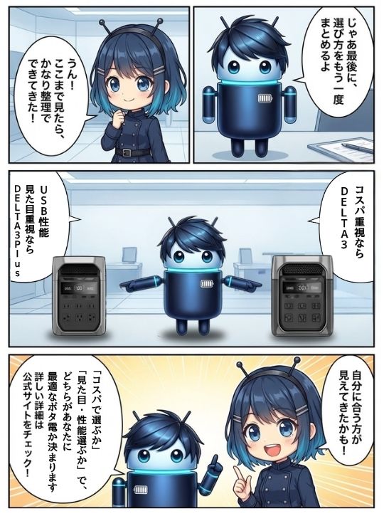 DELTA 3とDELTA 3 Plusの選び方をまとめた最終漫画