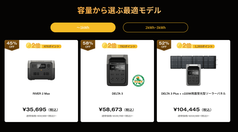 ~1kWh｜製品ラインナップ