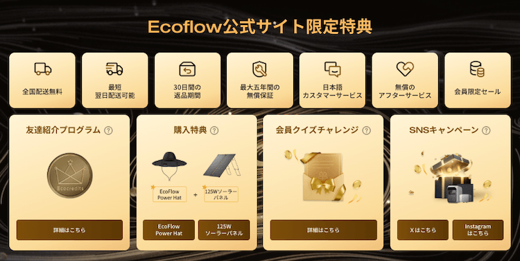 EcoFlow公式サイト限定特典