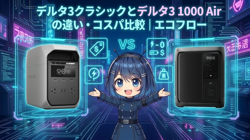 デルタ3クラシックとデルタ3 1000 Airの違い・コスパ比較｜エコフロー
