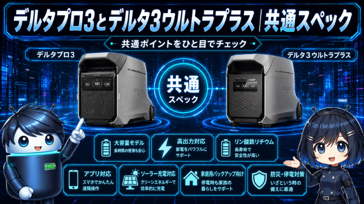 エコフロー デルタプロ3とデルタ3ウルトラプラス｜共通スペック