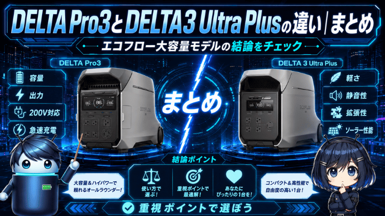 DELTA Pro3とDELTA3 Ultra Plusの違い｜まとめ