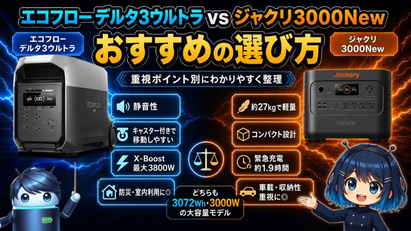エコフロー デルタ3ウルトラ・ジャクリ3000New|おすすめの選び方