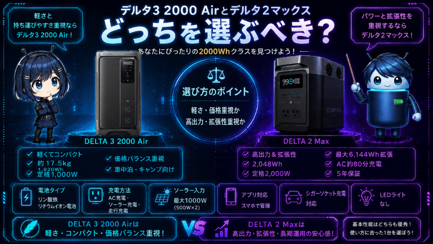 デルタ3 2000 Air・デルタ2マックスどっちを選ぶべき