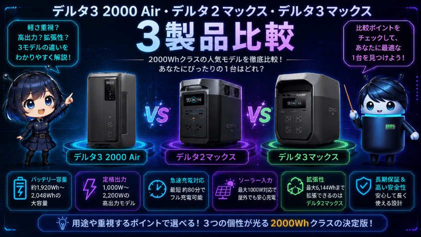 デルタ3 2000 Air・デルタ2マックス・デルタ3マックス|3製品比較