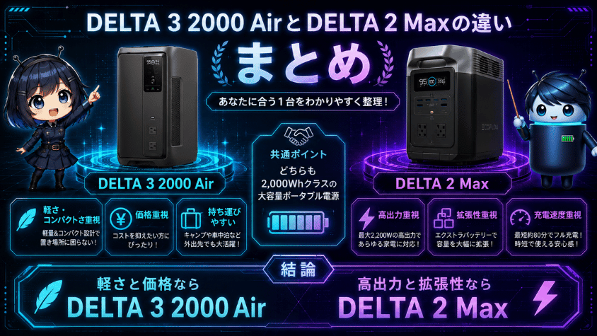 DELTA 3 2000 AirとDELTA 2 Maxの違い|まとめ