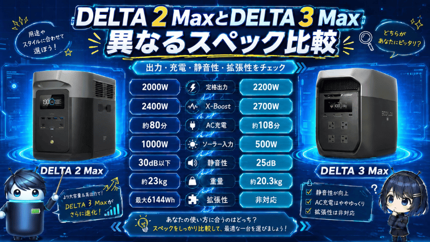DELTA 2 MaxとDELTA 3 Max|異なるスペック比較