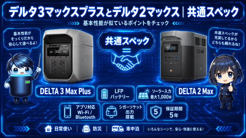 デルタ3マックスプラスとデルタ2マックス|共通スペック
