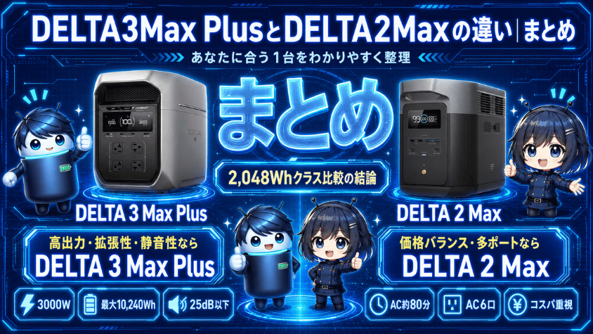 DELTA3Max PlusとDELTA2Maxの違い|まとめ